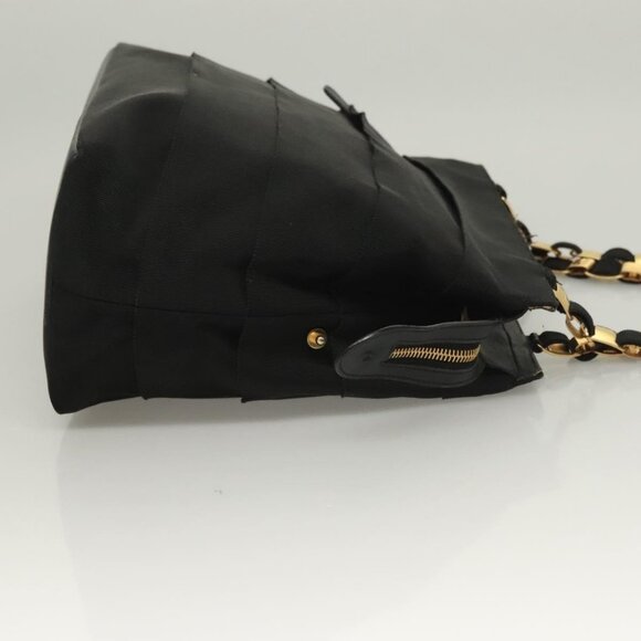 Salvatore Ferragamo Chain Vala Shoulder Bag Canvas Black Gold Auth - Picture 4 of 16